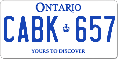 ON license plate CABK657