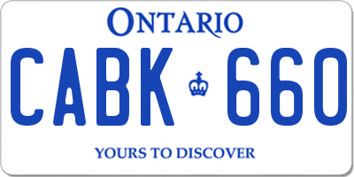 ON license plate CABK660