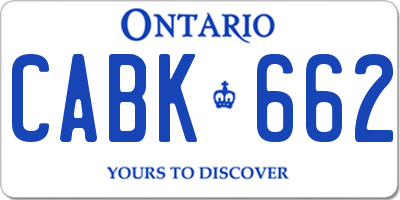 ON license plate CABK662