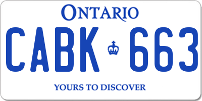 ON license plate CABK663