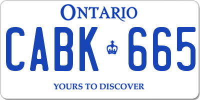 ON license plate CABK665