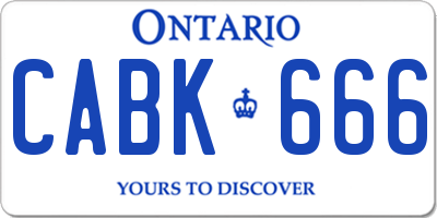 ON license plate CABK666