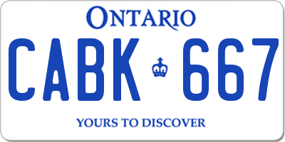 ON license plate CABK667