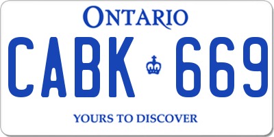 ON license plate CABK669