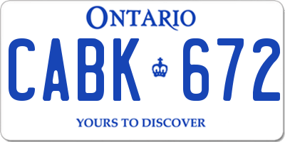 ON license plate CABK672