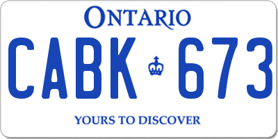 ON license plate CABK673