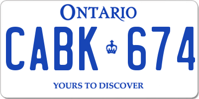 ON license plate CABK674