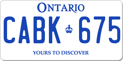 ON license plate CABK675