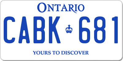 ON license plate CABK681