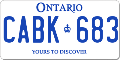 ON license plate CABK683