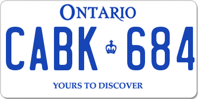 ON license plate CABK684