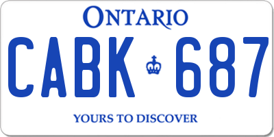 ON license plate CABK687