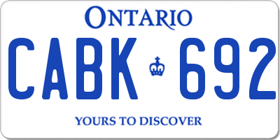 ON license plate CABK692