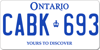 ON license plate CABK693