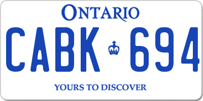 ON license plate CABK694