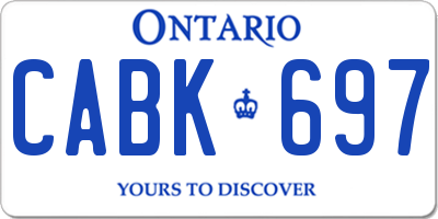 ON license plate CABK697