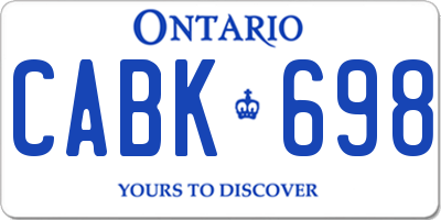 ON license plate CABK698