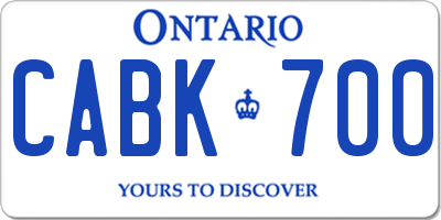 ON license plate CABK700