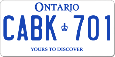 ON license plate CABK701