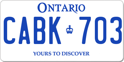 ON license plate CABK703