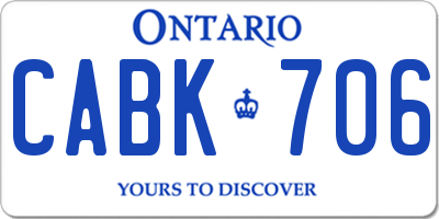 ON license plate CABK706