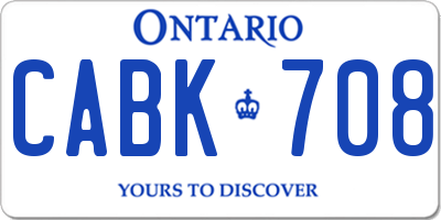 ON license plate CABK708