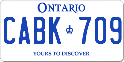 ON license plate CABK709