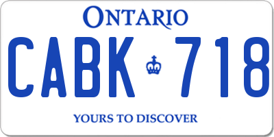 ON license plate CABK718