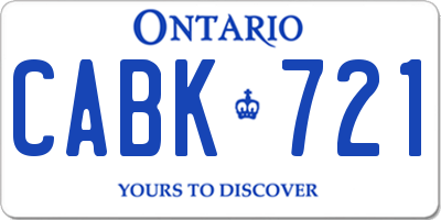 ON license plate CABK721