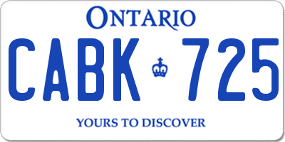 ON license plate CABK725