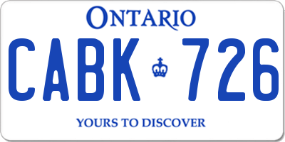 ON license plate CABK726