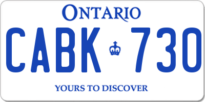 ON license plate CABK730