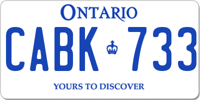 ON license plate CABK733