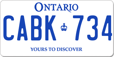 ON license plate CABK734