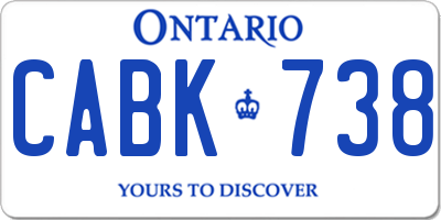 ON license plate CABK738