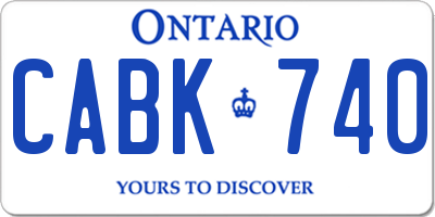 ON license plate CABK740