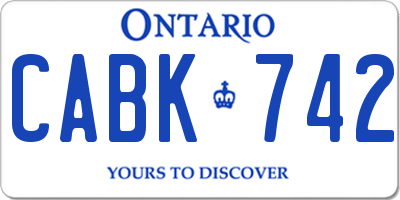 ON license plate CABK742