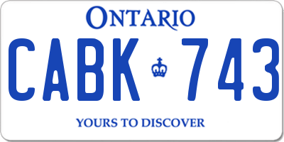 ON license plate CABK743