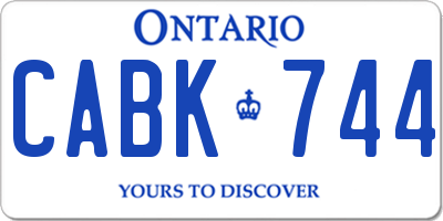 ON license plate CABK744