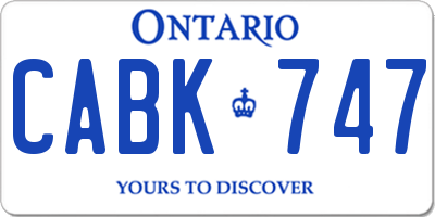 ON license plate CABK747