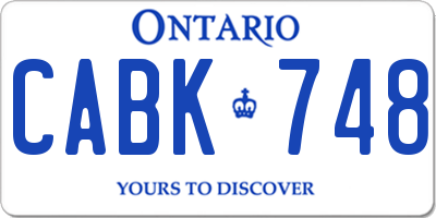 ON license plate CABK748