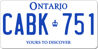 ON license plate CABK751