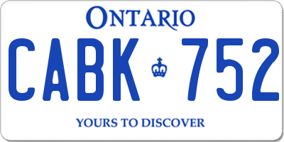 ON license plate CABK752