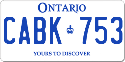 ON license plate CABK753