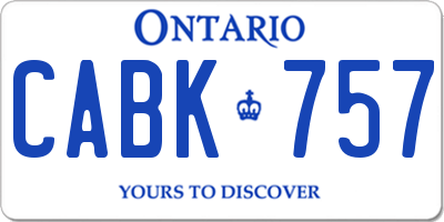 ON license plate CABK757