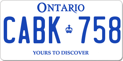 ON license plate CABK758