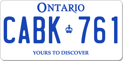 ON license plate CABK761