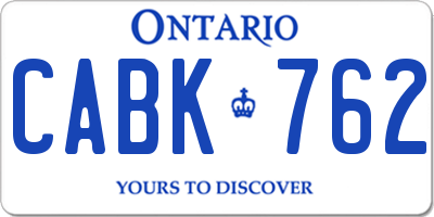 ON license plate CABK762