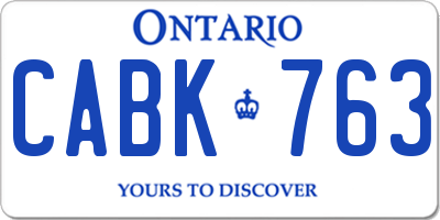 ON license plate CABK763