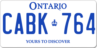 ON license plate CABK764